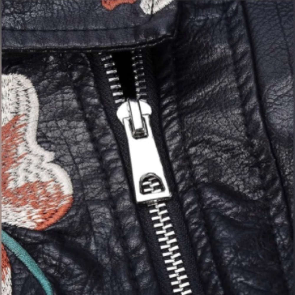Host Pick Faux Leather Floral Moto Jacket - Picture 11 of 12